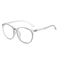 Transparent TR90 anti-blue light eyeglasses frame with oversized retro round design - Transparent Grey / Transparent Clear (Anti-Blue Light)