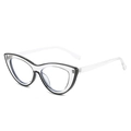 Cat-Eye-Brillengestell für Damen in Schwarz und transparentem zweifarbigem TR-Material - Schwarz (Farbblock)