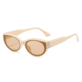 Lunettes de soleil œil de chat vintage avec monture crème et verres marron - Standard / Monture blanc cassé avec verres thé clair (incl. 13 % TVA)