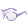 Occhiali Y2K oversize avvolgenti viola lavanda con lenti trasparenti per donna - Montatura Viola / Lente Chiara (Anti-Luce Blu)