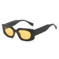 Occhiali da sole quadrati neri spessi con lenti gialle alla moda per donne, stile retrò - Montatura Nera Lenti Arancione Giallo