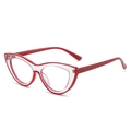 Schicke Cat-Eye-Brille mit rot-transparentem TR-Rahmen in zweifarbiger Optik - Rot (Farbblock)