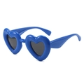 Y2K fashion heart shaped sunglasses in vibrant blue with dark tinted lenses - Blue Frame Grey Lens