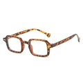 Retro amber tortoiseshell square frame glasses with blue light blocking lenses and gold accents - Leopard Frame