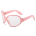 Occhiali rosa Y2K con montatura avvolgente oversize e lenti trasparenti stile millennial - Rosa / Lente Chiara (Anti-Luce Blu)