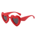 Chic red heart-shaped Y2K sunglasses with wide bold frames and dark gray lenses - Red Frame Grey Lens