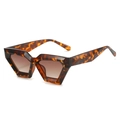 Occhiali da sole geometrici retrò leopardati con lenti sfumate marroni alla moda - Regolare / Montatura Leopardata Lenti Marroni Sfumate