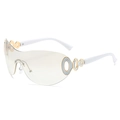 Y2K shield sunglasses with pale yellow gradient lenses and white hollowed-out temples - Regular / White Temple Light Mercury