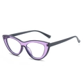 Cat-eye glasses with transparent purple frames and black temples, chic anti-blue light style - Purple Frame Black Legs