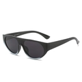 Occhiali da sole shield neri oversize con lenti grigie e stanghette larghe per donne - Montatura Nera Lenti Grigie