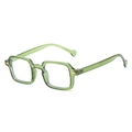 Translucent avocado green square frame glasses with anti-blue light lenses and gold studs - Olive Green Frame