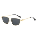Gafas de sol cuadradas negras con montura de metal dorado y detalle de flecha - Montura Dorada Lentes Gris Todo