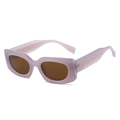 Square sunglasses with transparent lilac purple frames and dark brown lenses - Purple Frame Tea Lens