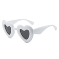 Y2K style heart-shaped sunglasses featuring thick white frames and dark lenses - Regular / Regular (Incl. 13% VAT) White Frame Grey Lenses
