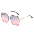 Lunettes de soleil sans monture géométriques avec verres dégradés violets - Monture Dorée Verres Gris Rose