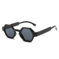 Modern hexagonal geometric sunglasses with black frame and dark grey tinted lenses - Regular / Black Frame Grey Lens