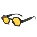 Fashionable hexagonal thick frame sunglasses with black frame and yellow transparent lenses - Regular / Black Frame Yellow Lens