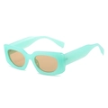 Retro square mint green sunglasses with amber translucent lenses for women - Green Frame Champagne Lens