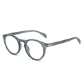 Occhiali retrò tondi grigio traslucido con dettagli in metallo argento - Grigio Trasparente / Lente trasparente anti-luce blu