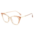 Montatura occhiali cat-eye in TR90 ambra trasparente con dettagli arancione acceso - Montatura Champagne(C0.4)