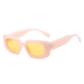 Retro square pink chunky frame sunglasses with vibrant yellow lenses for women - Pink Frame Yellow Lens