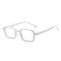 Lunettes blanches carrées à monture complète avec accents dorés et verres anti-lumière bleue - Blanc