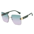 Occhiali da sole quadrati senza montatura con lenti sfumate blu-viola e aste verdi - Regolare / Aste Verdi Lenti Verde Rosa
