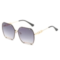 Lunettes de soleil sans monture avec verres dégradés violets et branches chaînes dorées - Monture Dorée Verres Gris Dégradés
