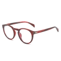 Montatura per occhiali rotonda classica con texture tartarugata rossa e nera e cerniere - Montatura Leopardata / Lente trasparente anti-luce blu