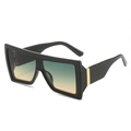 Gafas de sol cuadradas clásicas con montura negra y lentes degradadas para hombre - Régulier / Marco Negro Lentes Verde Amarillo