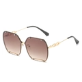 Lunettes de soleil sans monture avec cadre géométrique doré et verres dégradés - Monture Dorée Verres Ambrés Dégradés