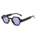 Polygon sunglasses with thick black frames and purple lenses in a geometric design - Regular / Black Frame Purple Lens