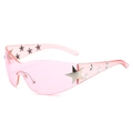 Lunettes de soleil roses Y2K avec étoiles argentées et monture translucide - Monture Rose Verres Roses