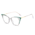 Cat-eye TR90 frames in transparent green with elegant gold metal temples and silicone pads - Regular Transparent Grey Frames (Inc. 13% VAT) / Clear Lens