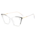 Cat eye glasses with transparent frames, black accents and gold metal temples - Standard (Incl. 13% Tax) Transparent Frame / Clear Lens