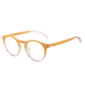 Classic round full-rim glasses with stylish orange to pink gradient frame and silver accents - Orange Pink Frame / Anti-Blue Light Clear Lens