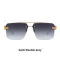 Fashionable rimless square sunglasses with gold metal frame and double grey gradient lenses - Regular / Gold/Double Grey