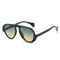 Classic pilot sunglasses with thick black frames and blue-yellow gradient lenses for outdoor use - Glossy Black Frame Green Yellow Lens