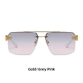 Frameless oversized square sunglasses with gold temples and grey pink gradient lenses - Regular / Gold/Grey Pink