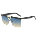 Oversized semi-rimless sunglasses with gradient lenses and gold triangle metal detail - Regular / Black Frame Green Yellow Lens