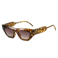 Occhiali da sole cat eye tartarugati gialli con aste larghe e borchie dorate - Montatura Leopardata Lenti Marroni Sfumate