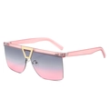Semi-rimless oversized sunglasses with pink gradient lenses and gold bridge detail - Regular / Pink Frame Gray Pink Lens