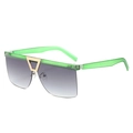 Oversized semi-rimless sunglasses with neon green frame and grey gradient lenses - Regular / Green Frame Double Gray Lenses