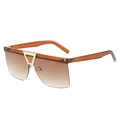 Square semi-rimless sunglasses with brown gradient lenses and amber frames - Regular / Tea Frame Gradient Tea Lens