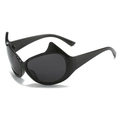 Gafas de sol ojo de gato negras estilo Y2K con cuernos de diablo puntiagudos - Montura Negra Lentes Grises