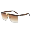 Tortoiseshell semi-rimless sunglasses with gradient brown lenses and gold metal accents - Regular / Leopard Frame Gradient Brown Lens