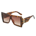 Gafas de sol cuadradas retro con montura de carey marrón y lentes de degradado - Régulier / Montura de Leopardo Lentes Marrones Degradadas