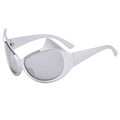 Gafas de sol futuristas plateadas con cuernos de diablo y lentes de espejo de estilo Y2K - Montura Plateada Lente Espejo Blanco