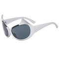 Gafas de sol Y2K plateadas con cuernos de demonio y lentes gris oscuro estilo punk - Montura Plateada Lente Gris