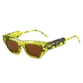Occhiali da sole cat eye giallo neon con motivo a schizzi neri e lenti scure protettive - Montatura Gialla Macchie di Inchiostro Lenti Tè